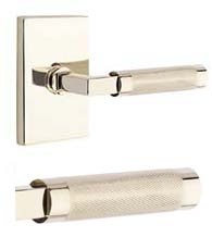 Knurled Lever with Rectangular Rose, Emtek 5052LSKN